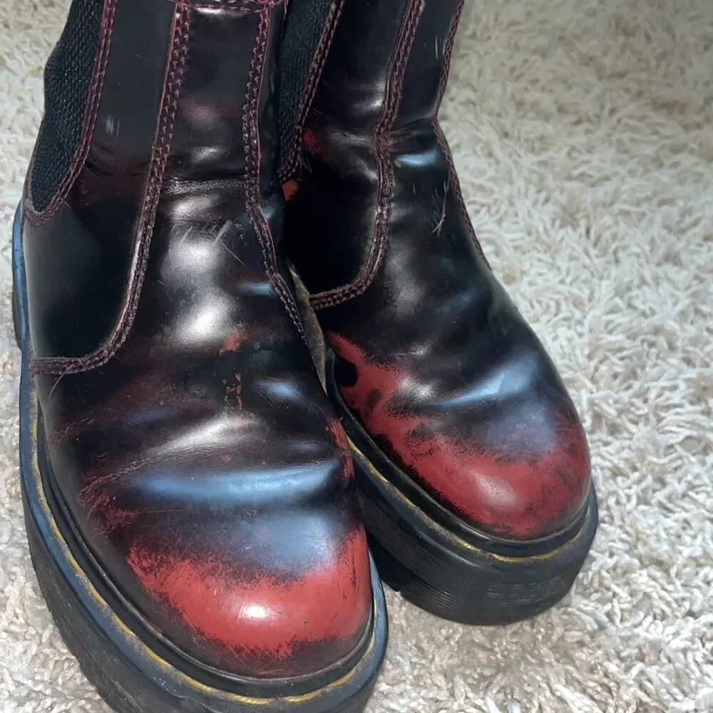 Dr. Martens Burgundy and Red Boots Men’s UK 3 US 4 (Women’s 5) EUC